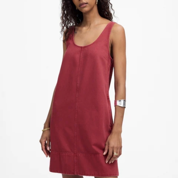 NEW Madewell Denim Scoopneck Red Denim Sleeveless Mini Dress - Picture 1 of 14